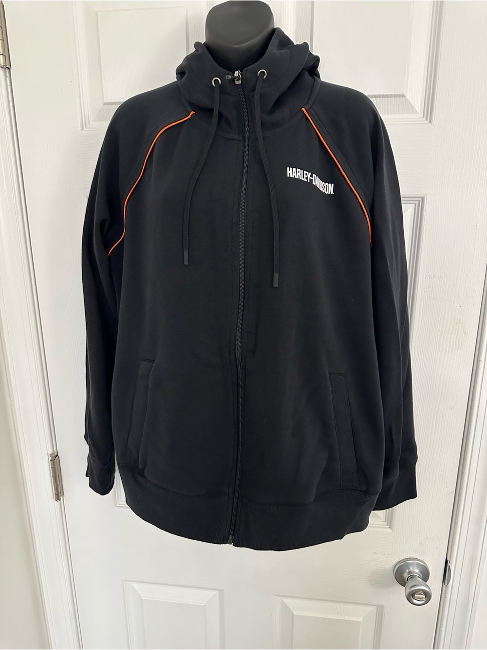 Harley-Davidson Women’s Black Hoodie Jacket with Orange Piping